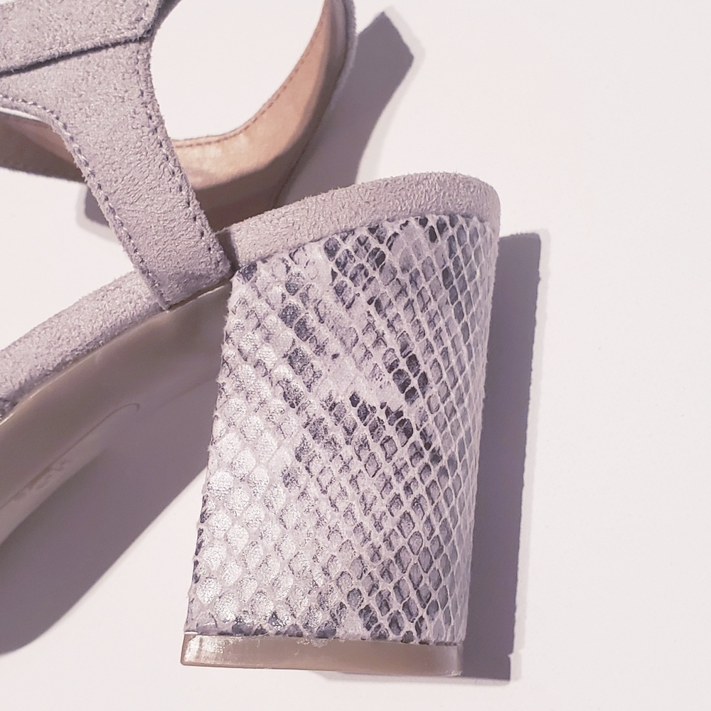 New Directions Gray Snakeskin Block Heel Sandal - Picture 7 of 9